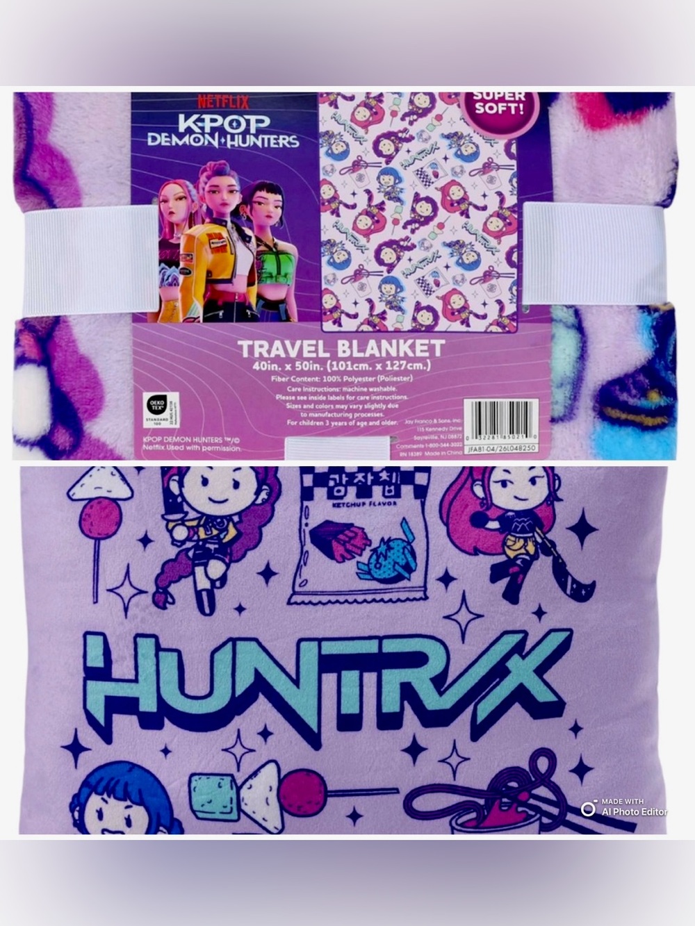 K-Pop Demon Travel Blanket & Squishy Pillow - Purple